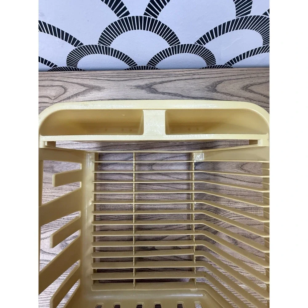 Vintage Rubbermaid Twin Sink Dish Drainer Drying Rack No. 6049 Almond Yellow